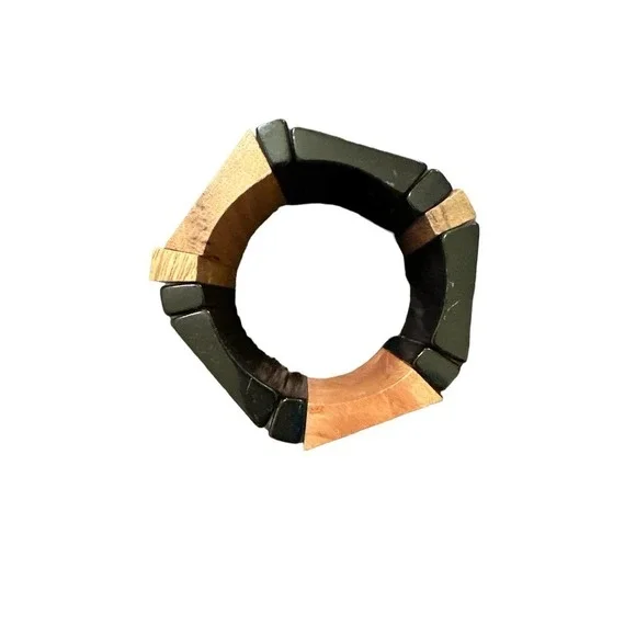 NATASHA Wood and Resin Bracelet in Black - Picture 3 of 5